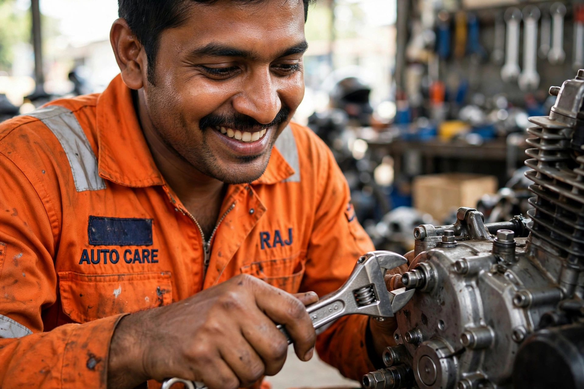 Mechanic at work at Chandu Bikes
